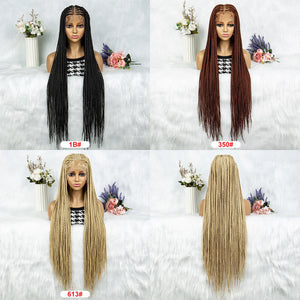 Synthetic Transparent HD Full Lace Braided Wigs For Black Women Crochet Braid Braiding Hair Knotless Box Cornrow Braids Wigs